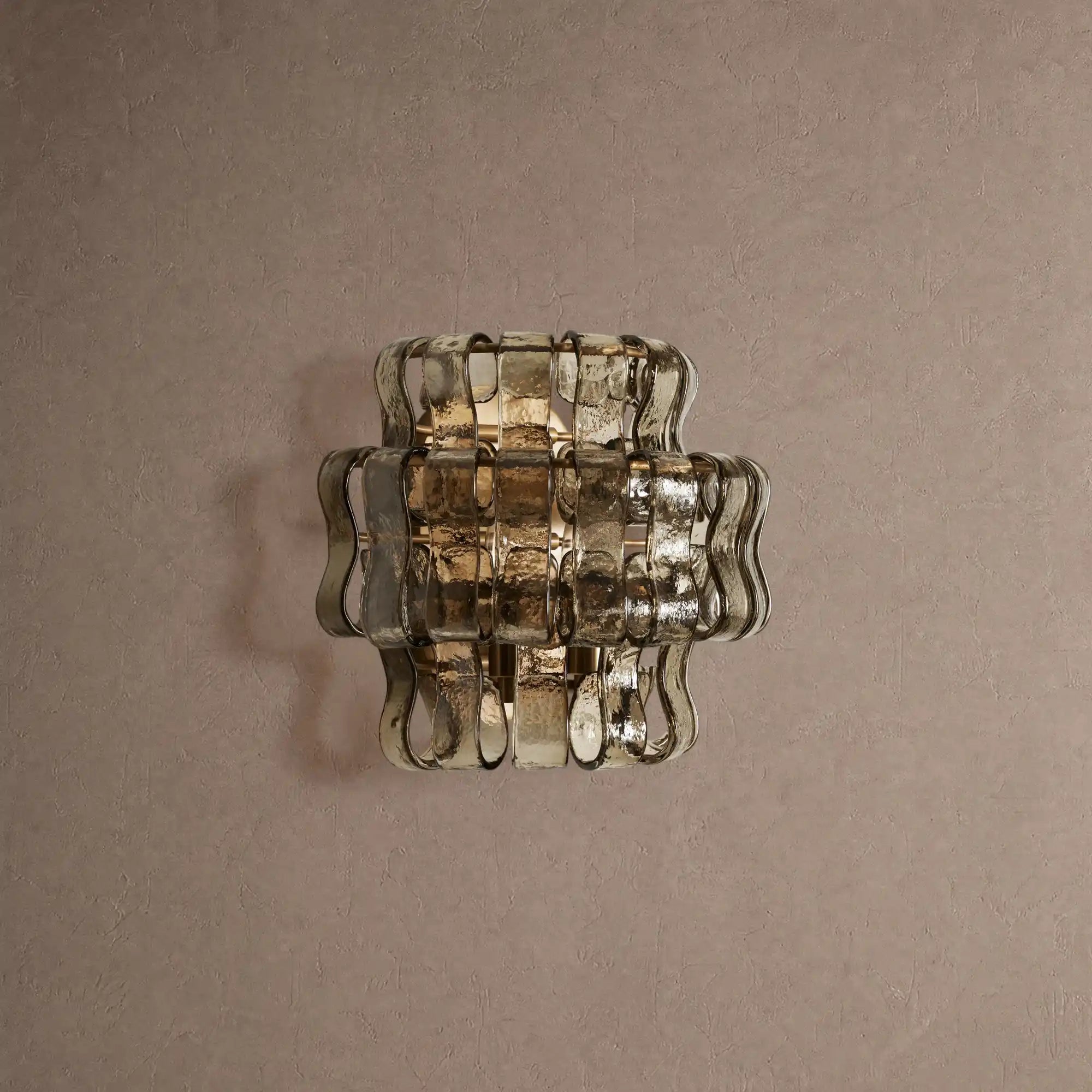 Ghiaccio Glass Wall Sconce - Antique BrassSmokeBlushlighting