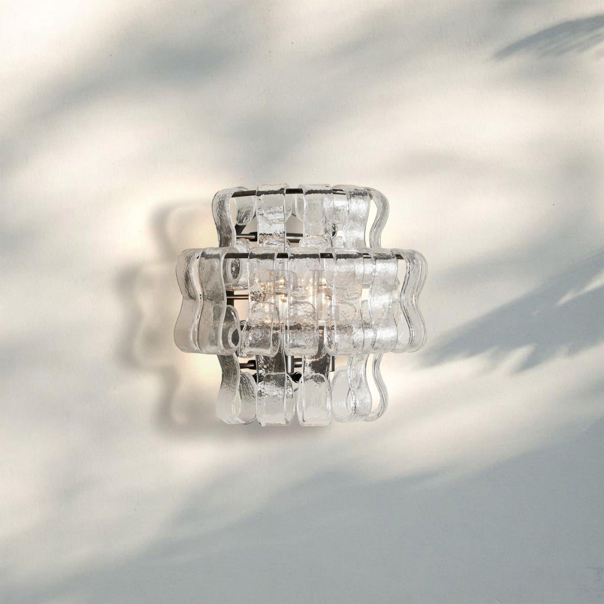 Ghiacio Glass Wall Sconce-Matte Black-Clear-