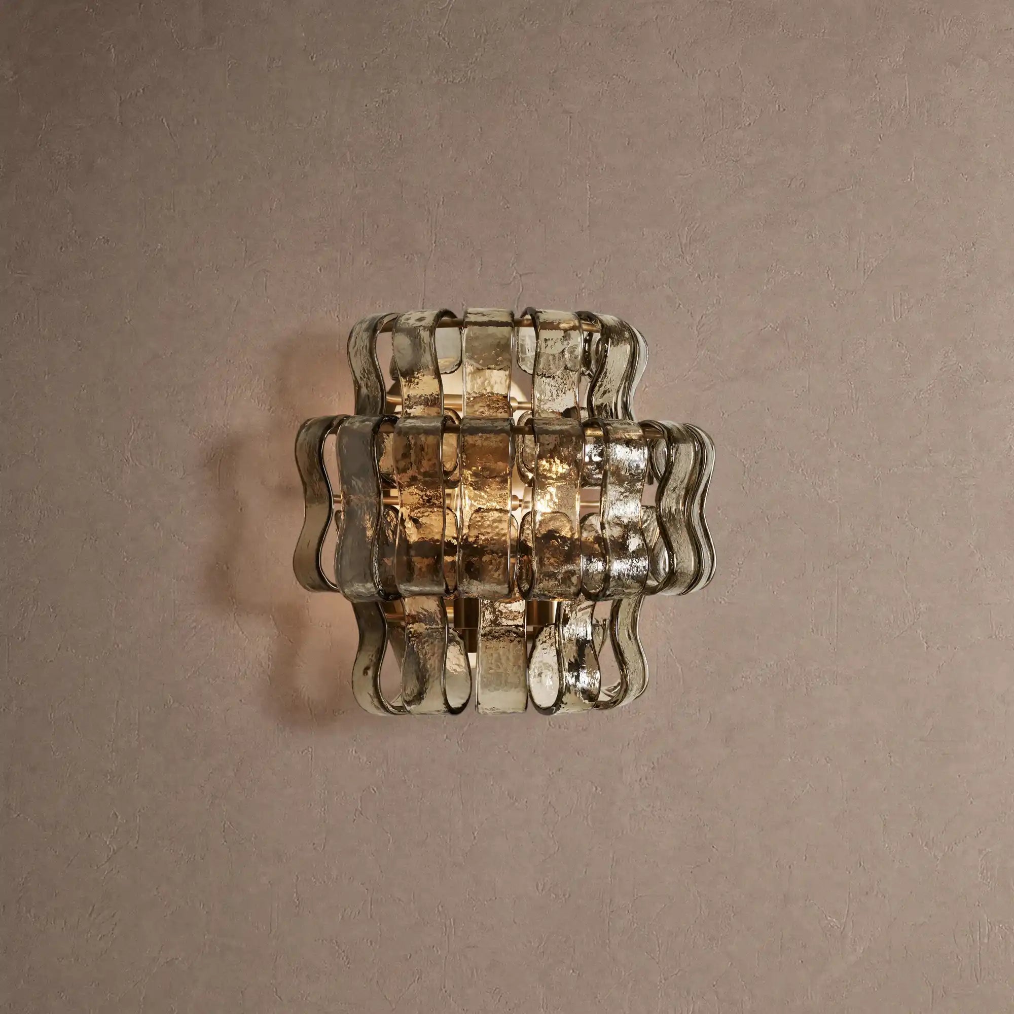 Ghiaccio Glass Wall Sconce - Antique BrassSmokeBlushlighting
