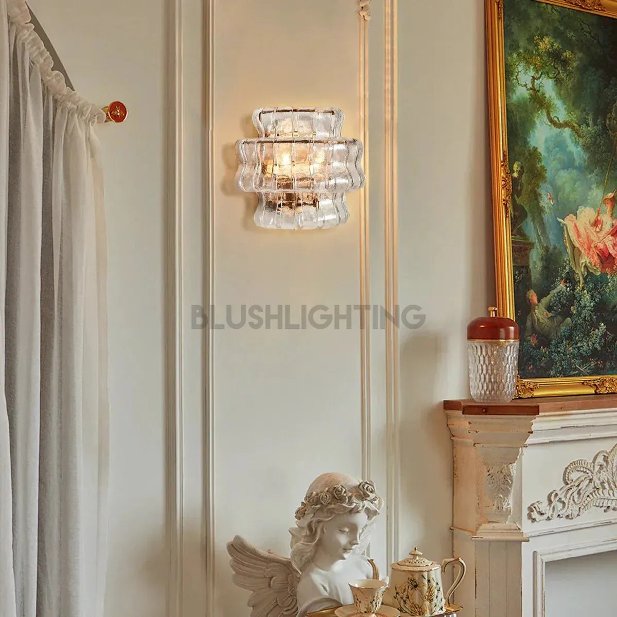 Ghiaccio Glass Wall Sconce - Antique BrassClearBlushlighting