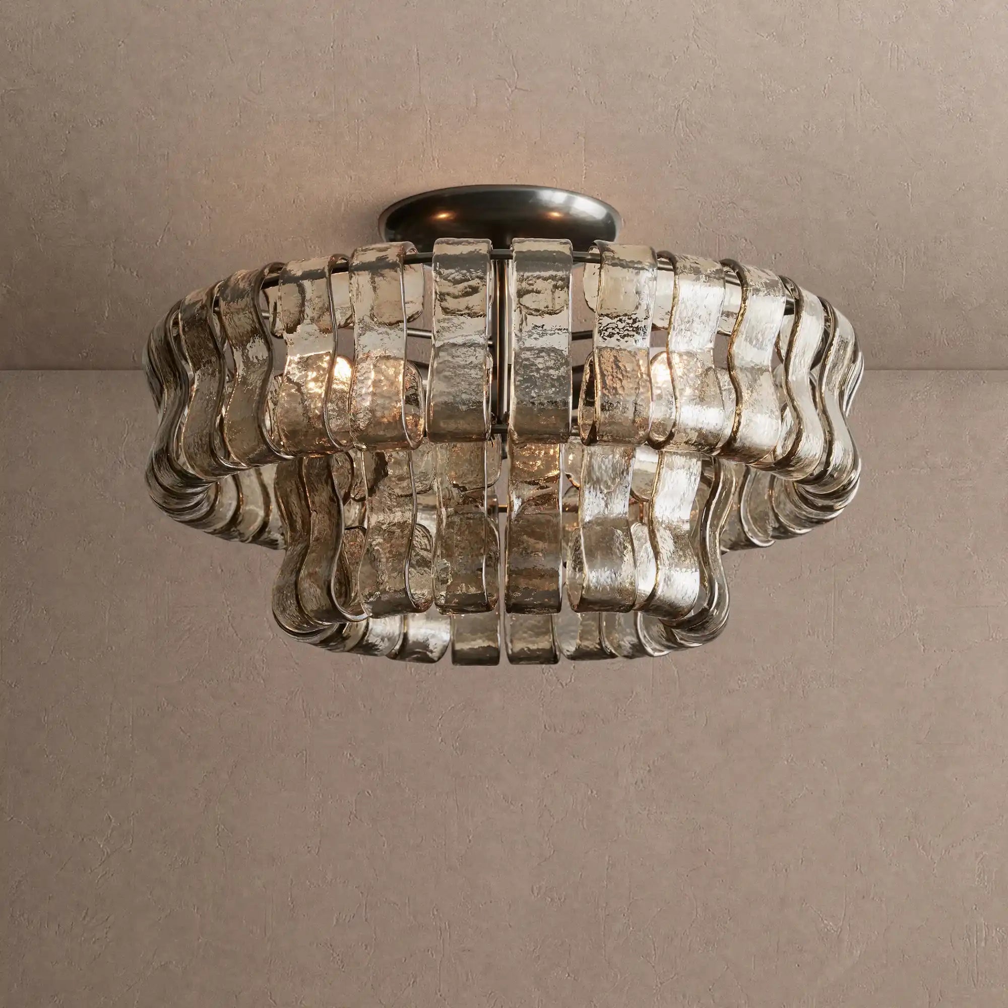 Ghiaccio Modern Glass Flushmount - Matte BlackSmokeBlushlighting