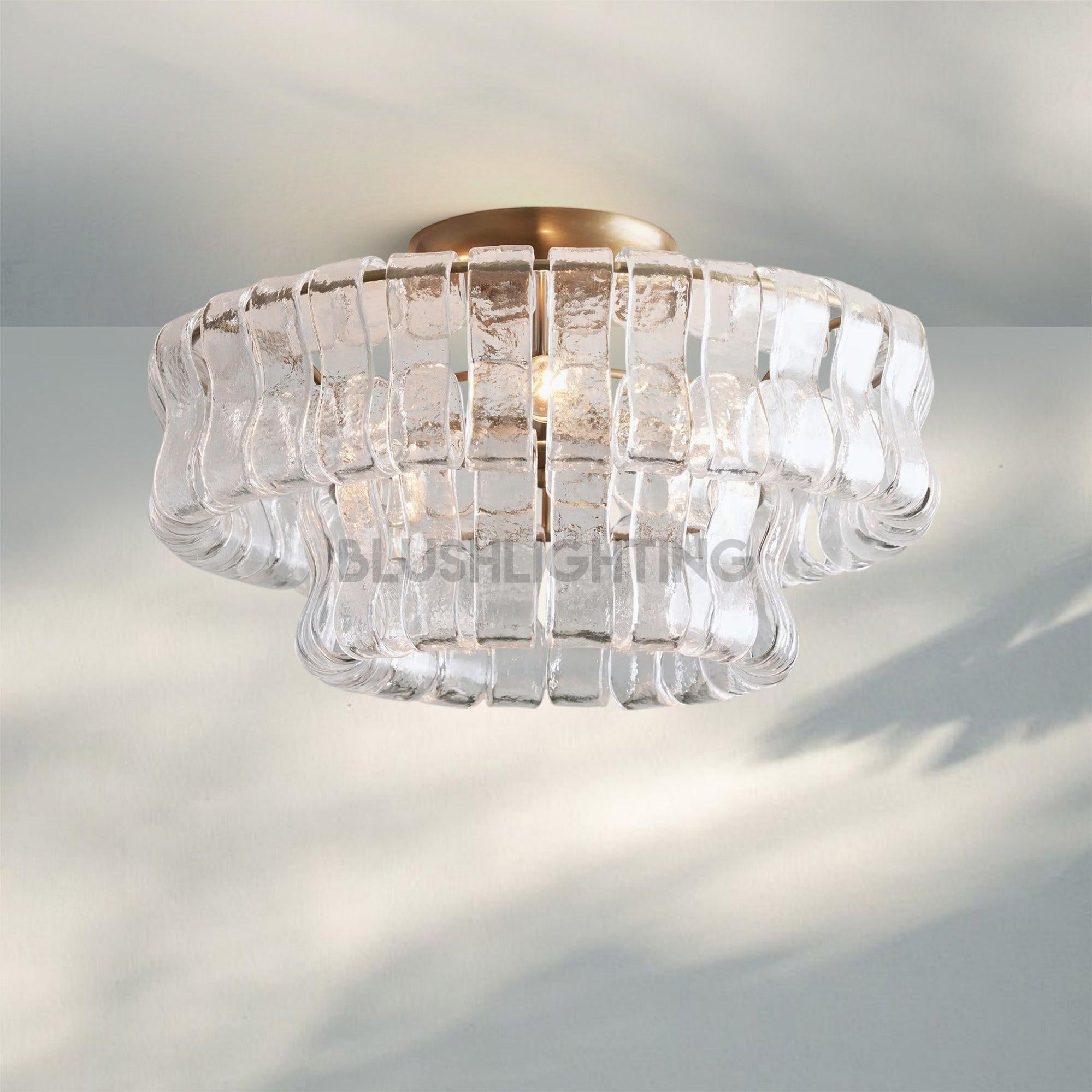 Ghiaccio Modern Glass Flushmount - Antique BrassClearBlushlighting