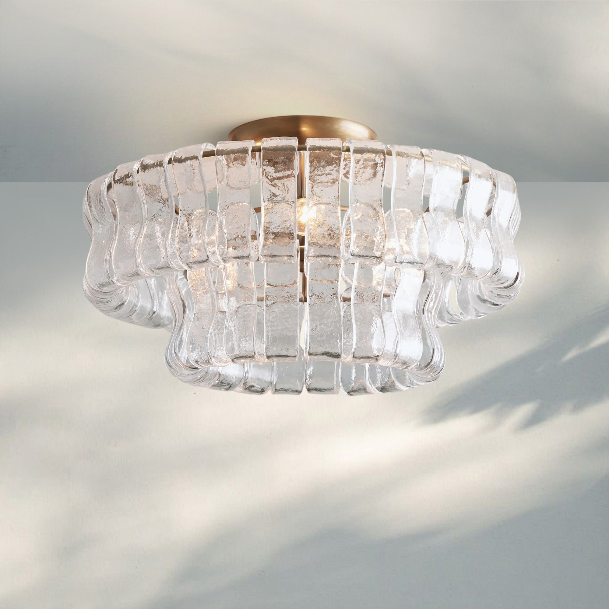 Ghiaccio Modern Glass Flushmount - Antique BrassClearBlushlighting