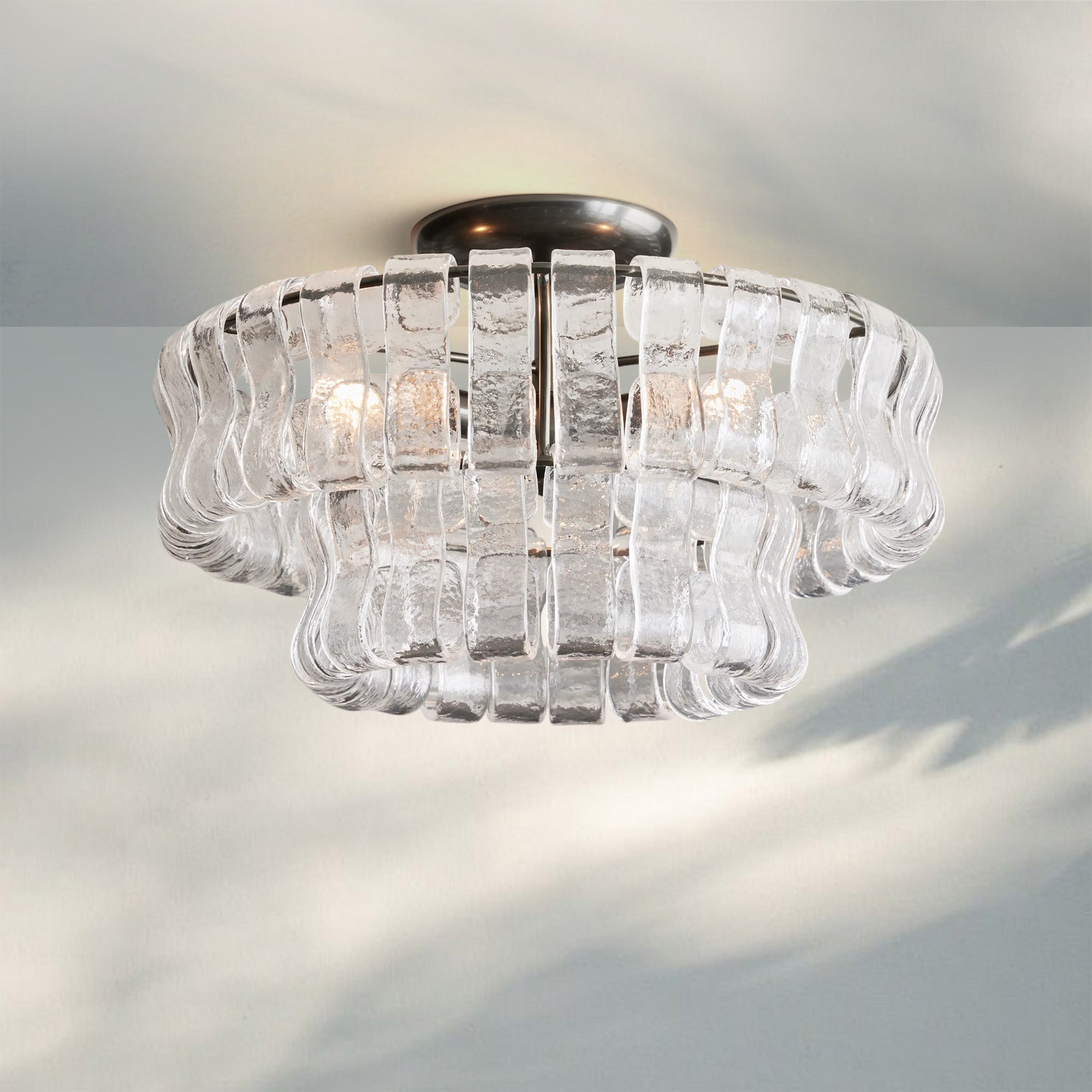 Ghiaccio Modern Glass Flushmount - Matte BlackClearBlushlighting