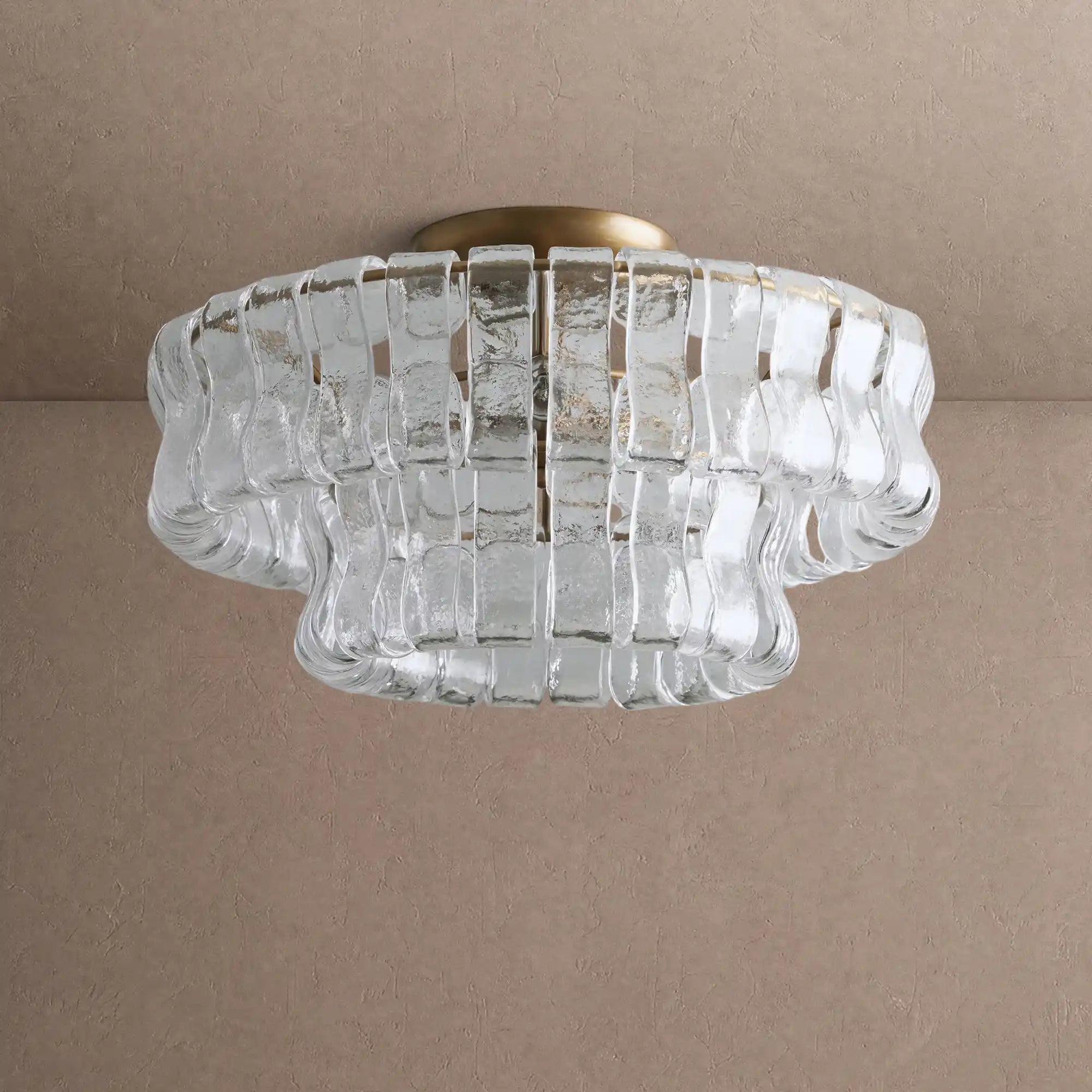 Ghiaccio Modern Glass Flushmount - Antique BrassClearBlushlighting