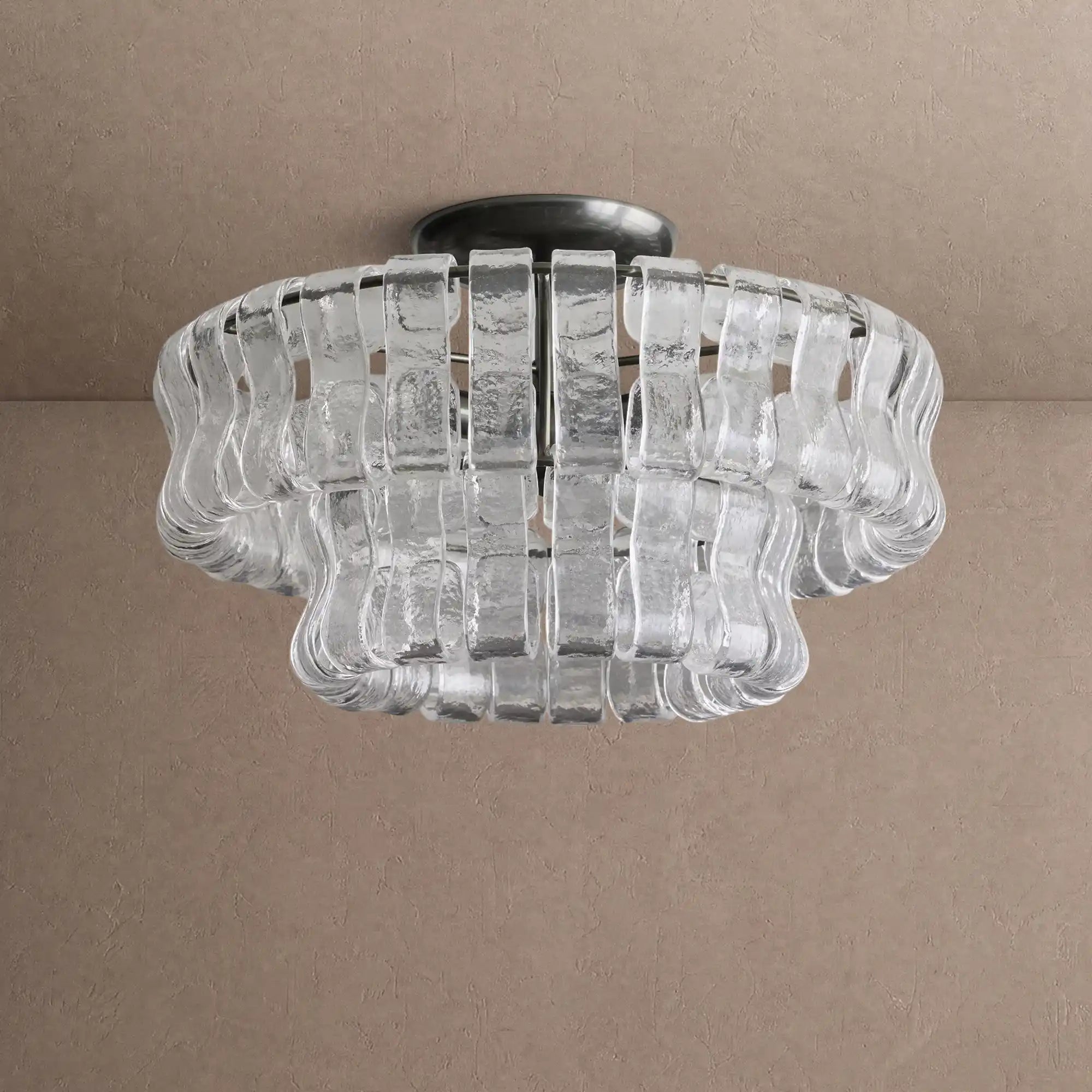 Ghiaccio Modern Glass Flushmount - Matte BlackClearBlushlighting