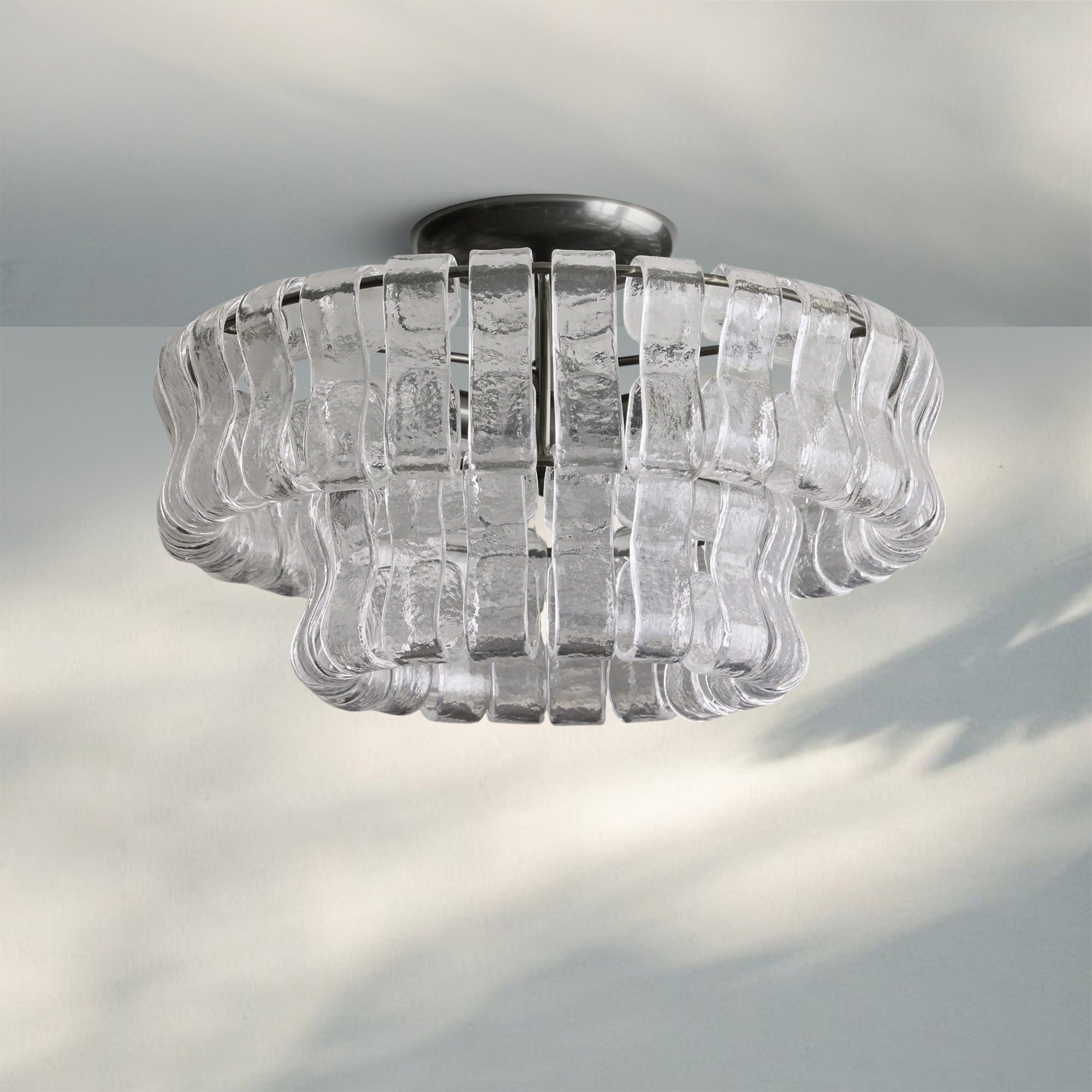 Ghiaccio Modern Glass Flushmount - Matte BlackClearBlushlighting