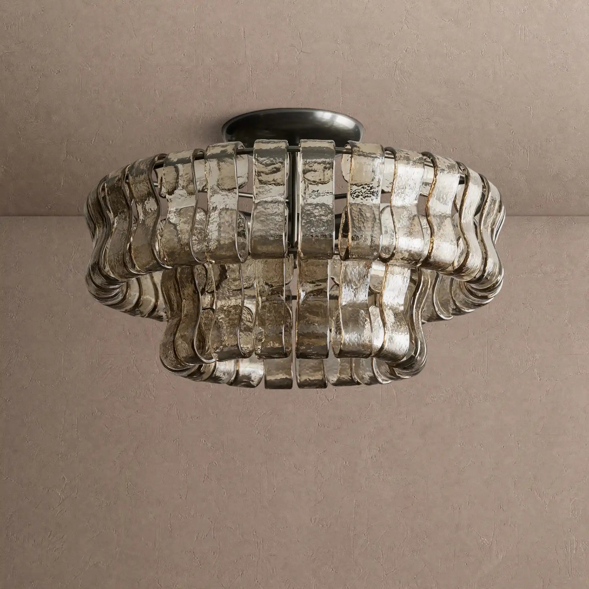 Ghiaccio Modern Glass Flushmount - Antique BrassSmokeBlushlighting