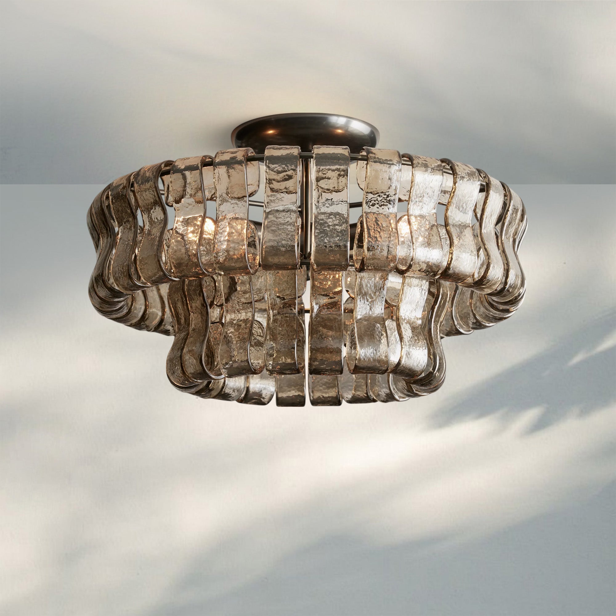 Ghiaccio Modern Glass Flushmount - Matte BlackSmokeBlushlighting