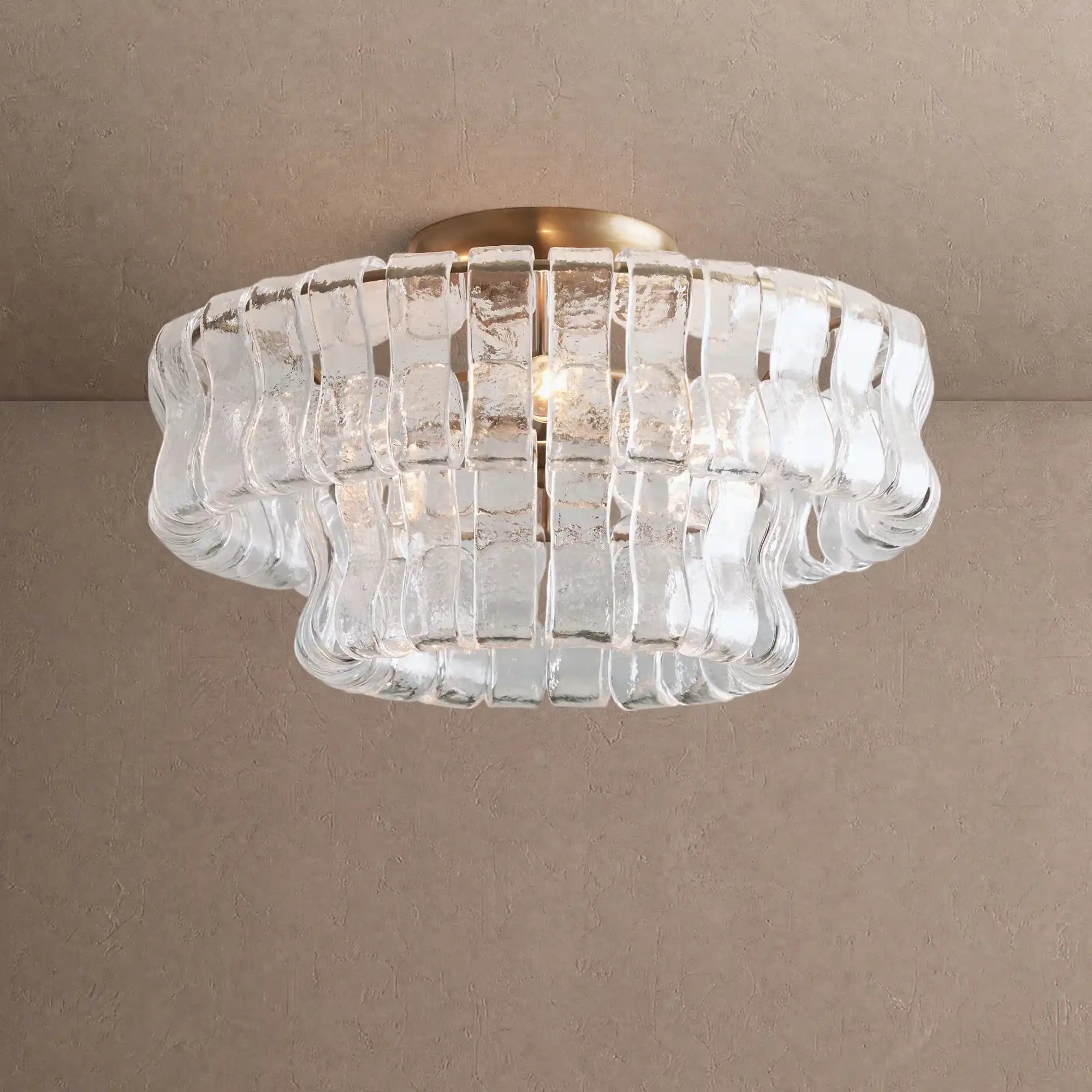Ghiaccio Modern Glass Flushmount - Antique BrassClearBlushlighting