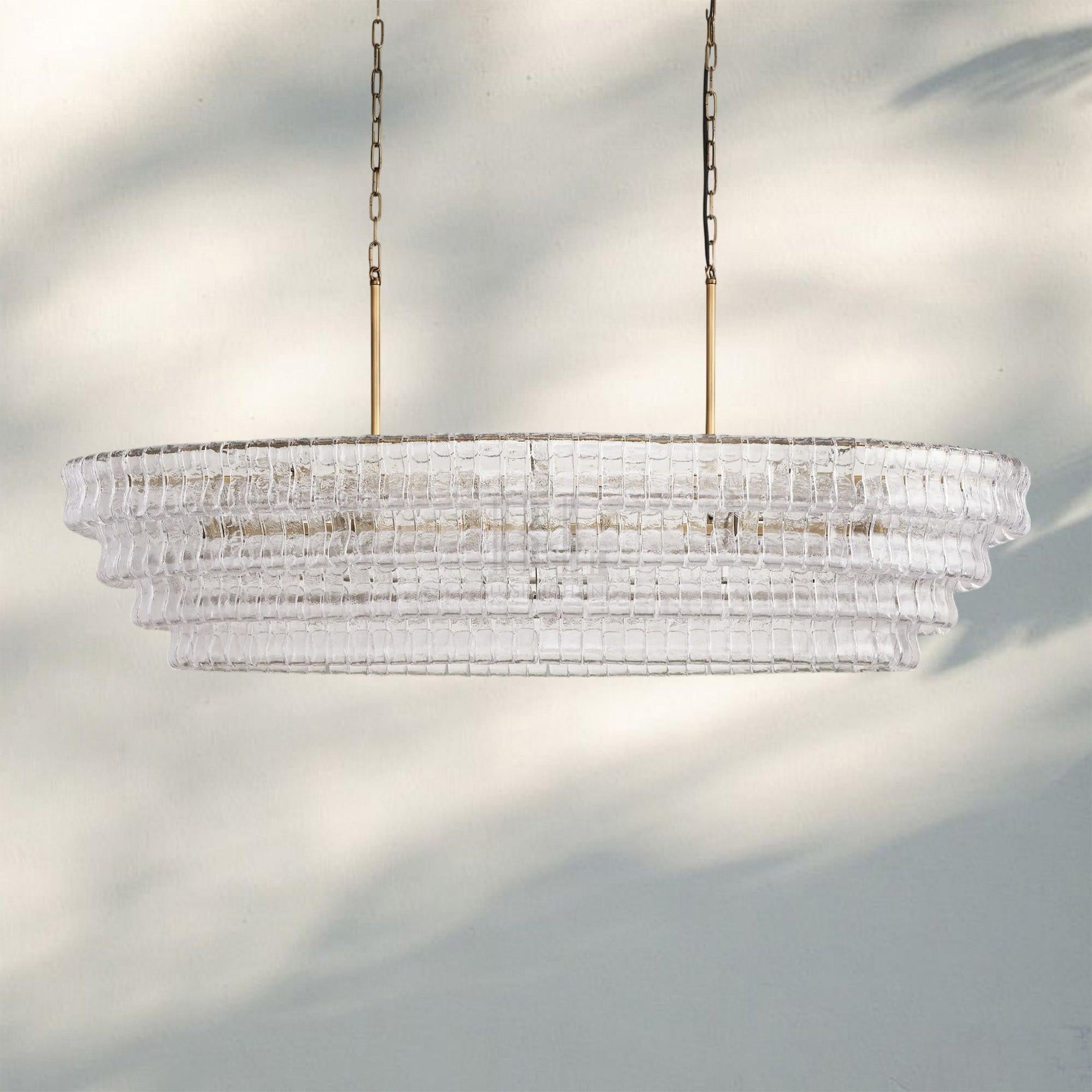Ghiacio Glass Oval Chandelier 54''65''-
