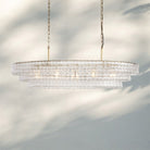 Ghiacio Glass Oval Chandelier 54''65''-Lacquered Burnished Brass-Clear-54"