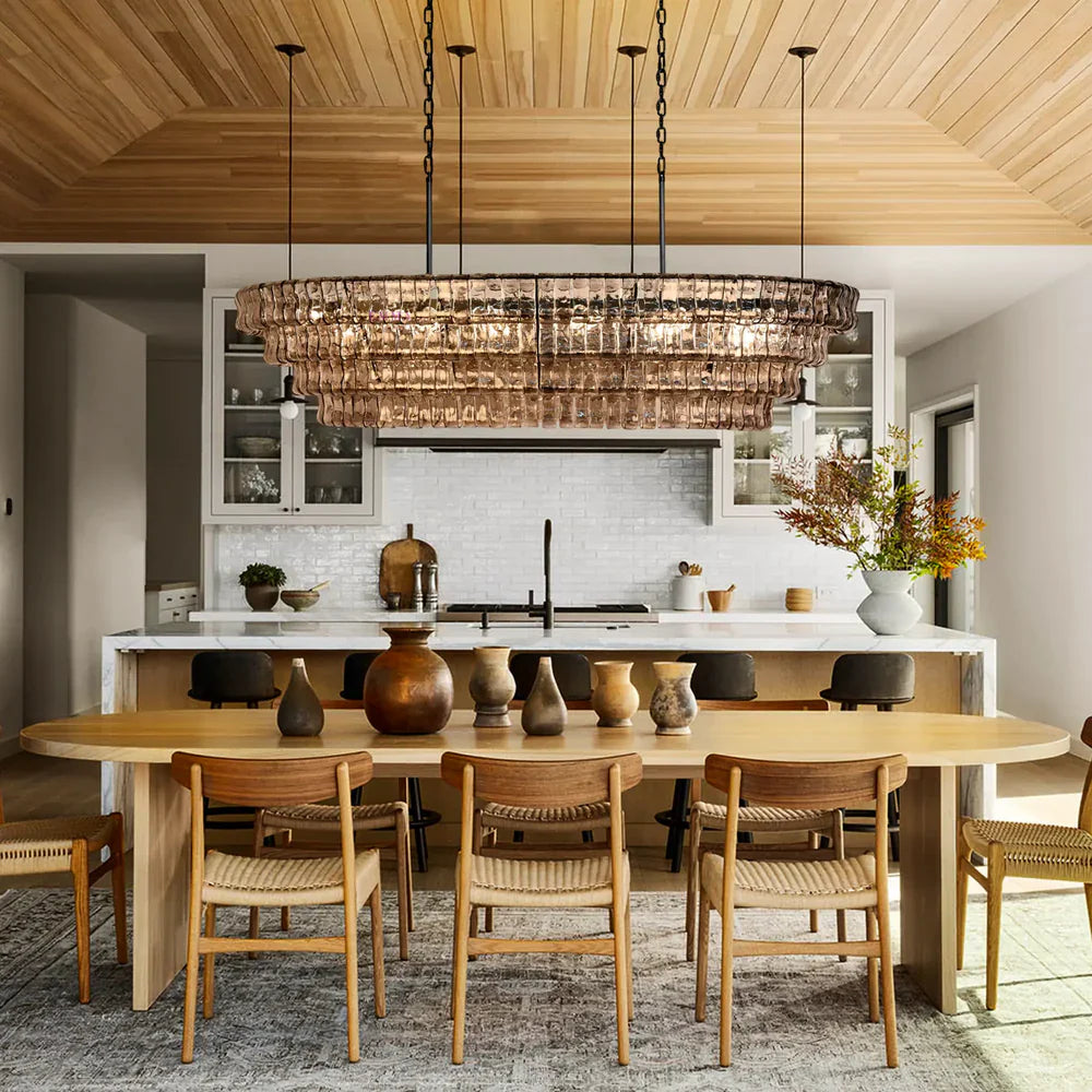 Ghiacio Glass Oval Chandelier 54''65''-