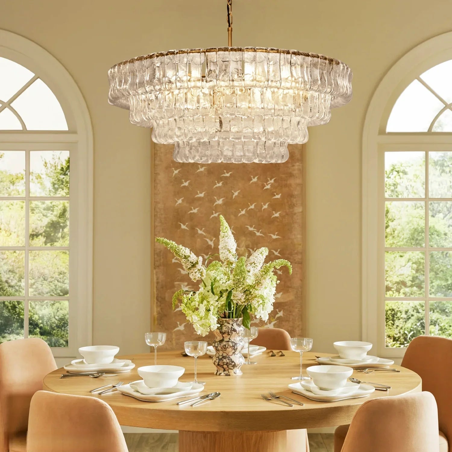 Ghiacio Glass Round Chandelier 24" 36" 48" 60"-