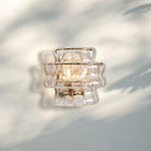 Ghiacio Glass Wall Sconce-Antique Brass-Clear-