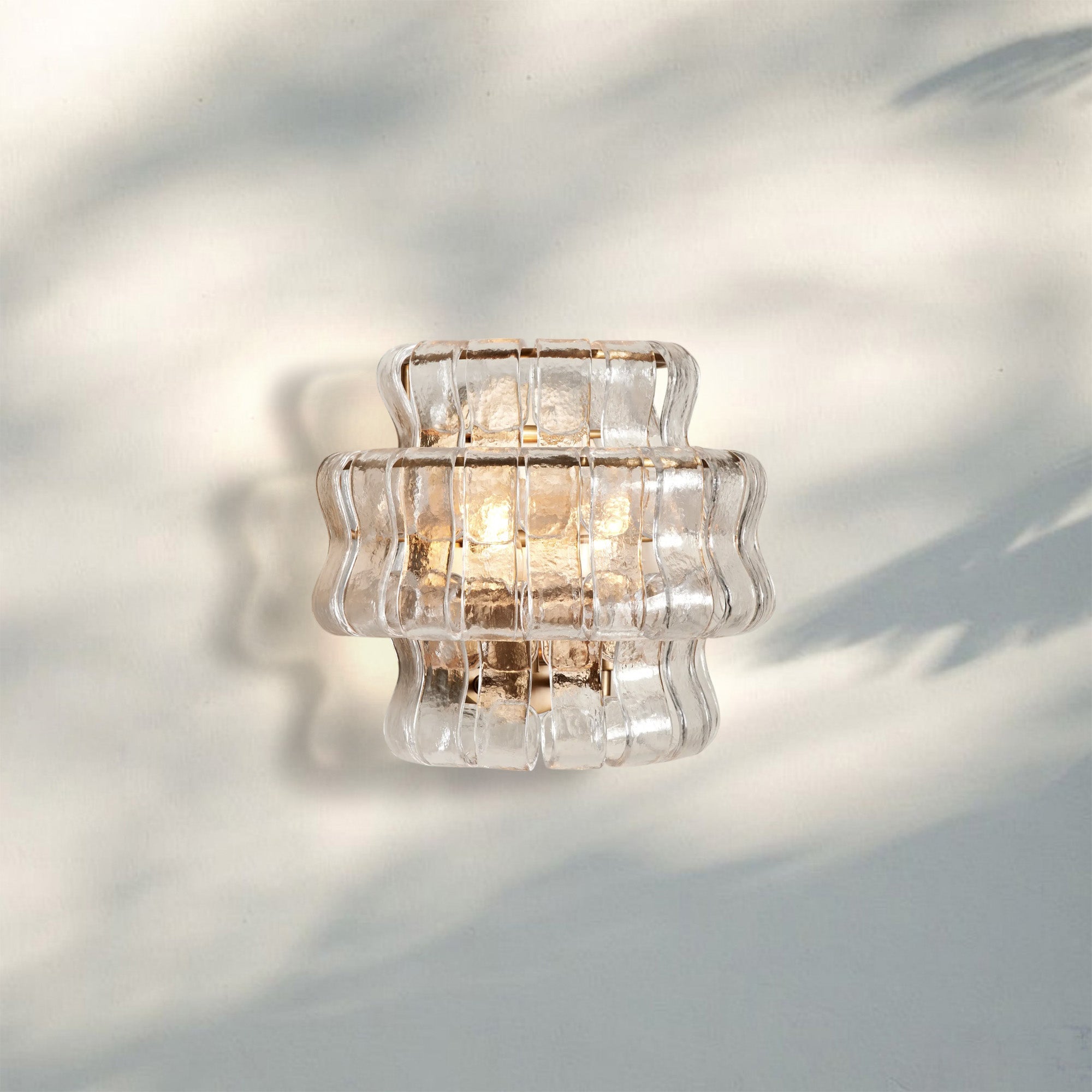 Ghiacio Glass Wall Sconce-Antique Brass-Clear-