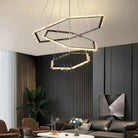 Gina Hexagonal Rock Crystal Black Ring Chandelier - Style CBlushlighting