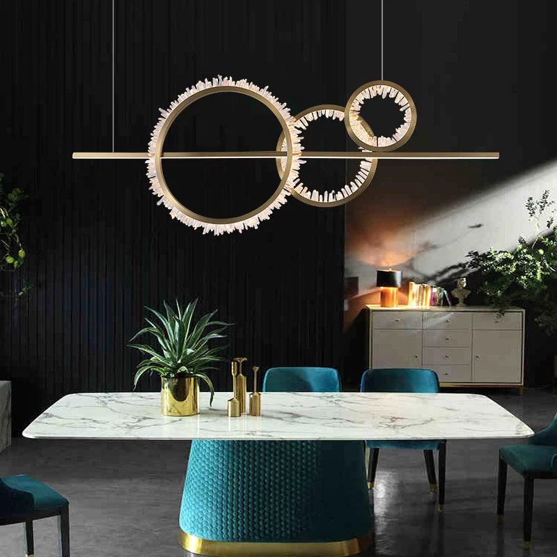 Gina Rock Crystal Gear Chandelier - 4 RingsBlushlighting