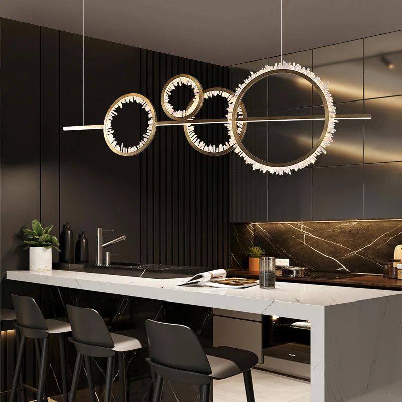 Gina Rock Crystal Gear Chandelier - 4 RingsBlushlighting
