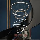 Gina Rock Crystal Multi Rings Chandelier For Staircase - 6 Rings: 15.7"D + 23.6"D + 31.5"D + 39.4"D + 47.2"D + 59"DBlushlighting