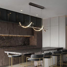 Gina Spiral Rock Crystal Chandelier,Linear Dining Room Chandelier - 47.2" L x 11.8" HBlushlighting