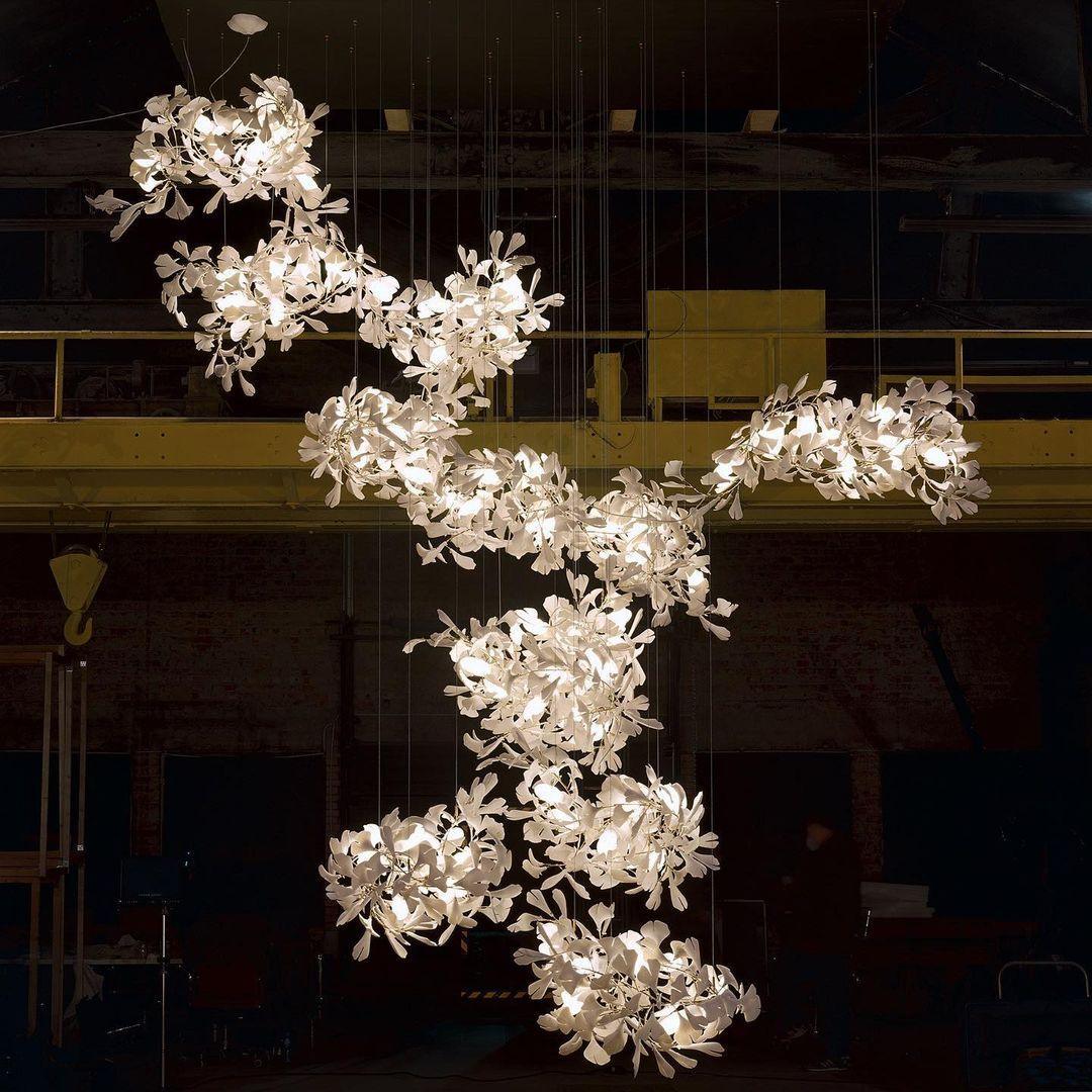 Gingko Combination Chandelier - L 137.8″ x H 118.1″ / L 350cm x H 300cmGold & WhiteBlushlighting