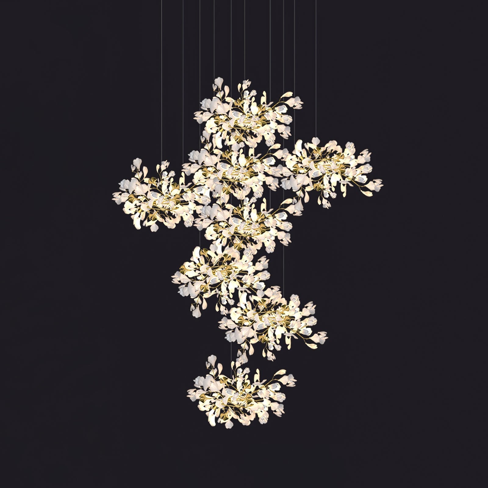 Gingko Leaves Chandelier - Support Customized DrawingsWhite & GoldBlushlighting