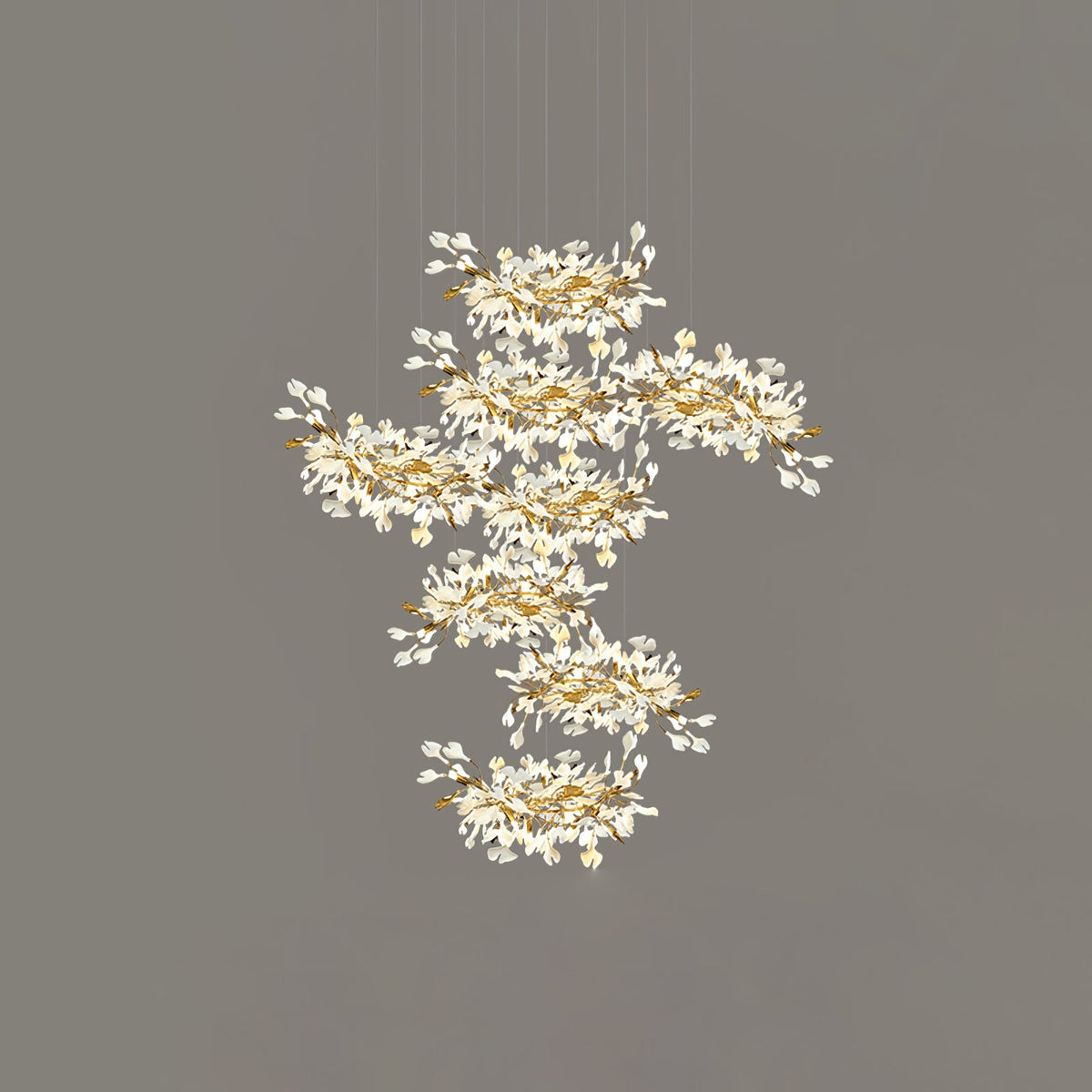 Gingko Leaves Chandelier - Support Customized DrawingsWhite & GoldBlushlighting