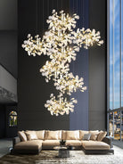Gingko Leaves Chandelier - L 196.8″ x W 31.5″ x H 59.1″White & GoldBlushlighting