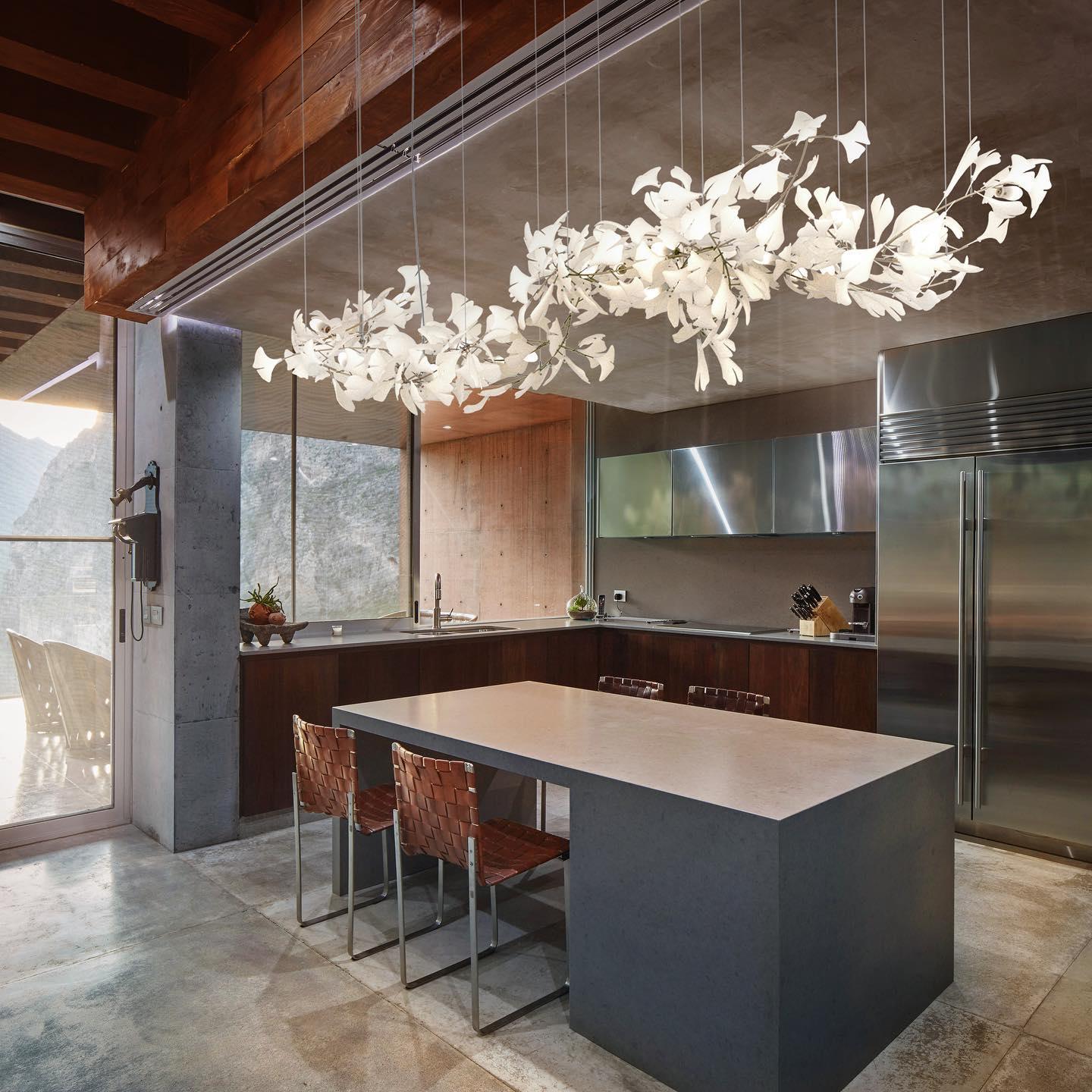 Gingko Leaves Chandelier - L 196.8″ x W 31.5″ x H 59.1″White & GoldBlushlighting