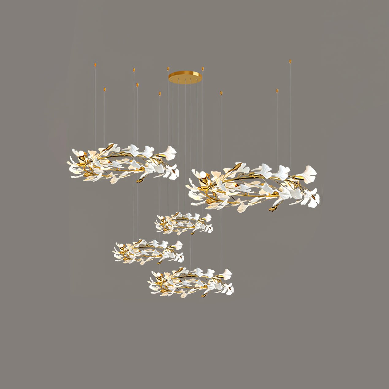 Gingko Leaves Chandelier - Support Customized DrawingsWhite & GoldBlushlighting