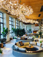 Gingko Leaves Chandelier - L 196.8″ x W 31.5″ x H 59.1″White & GoldBlushlighting