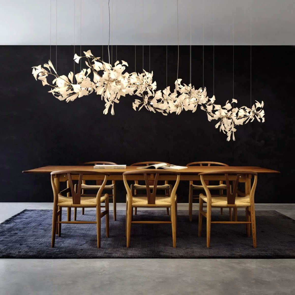Gingko Leaves Chandelier - L 196.8″ x W 31.5″ x H 59.1″White & GoldBlushlighting