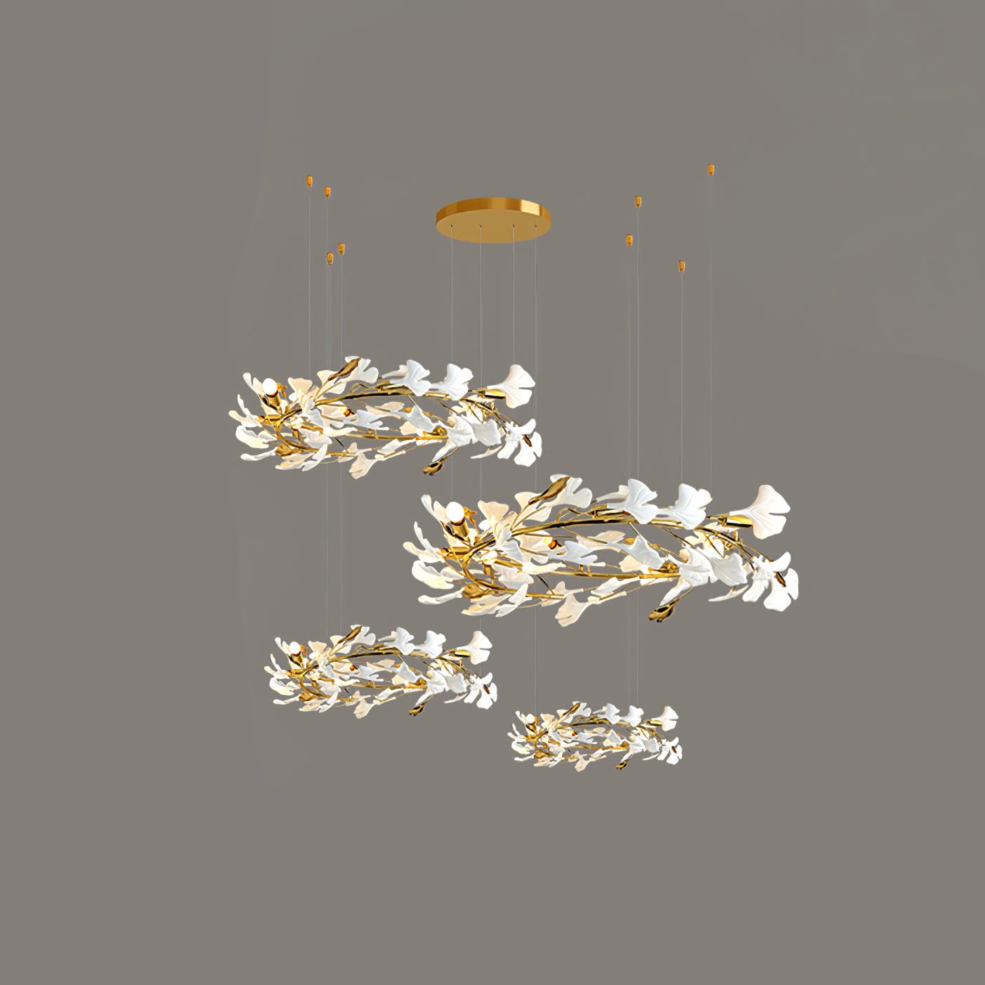 Gingko Leaves Chandelier - Support Customized DrawingsWhite & GoldBlushlighting