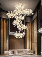 Gingko Leaves Chandelier - L 196.8″ x W 31.5″ x H 59.1″White & GoldBlushlighting