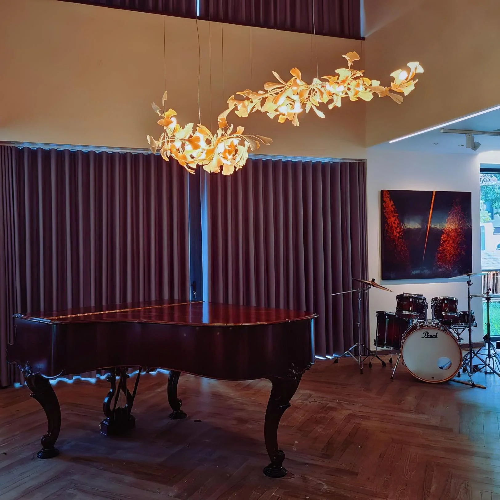 Gingko Leaves Chandelier - L 196.8″ x W 31.5″ x H 59.1″White & GoldBlushlighting