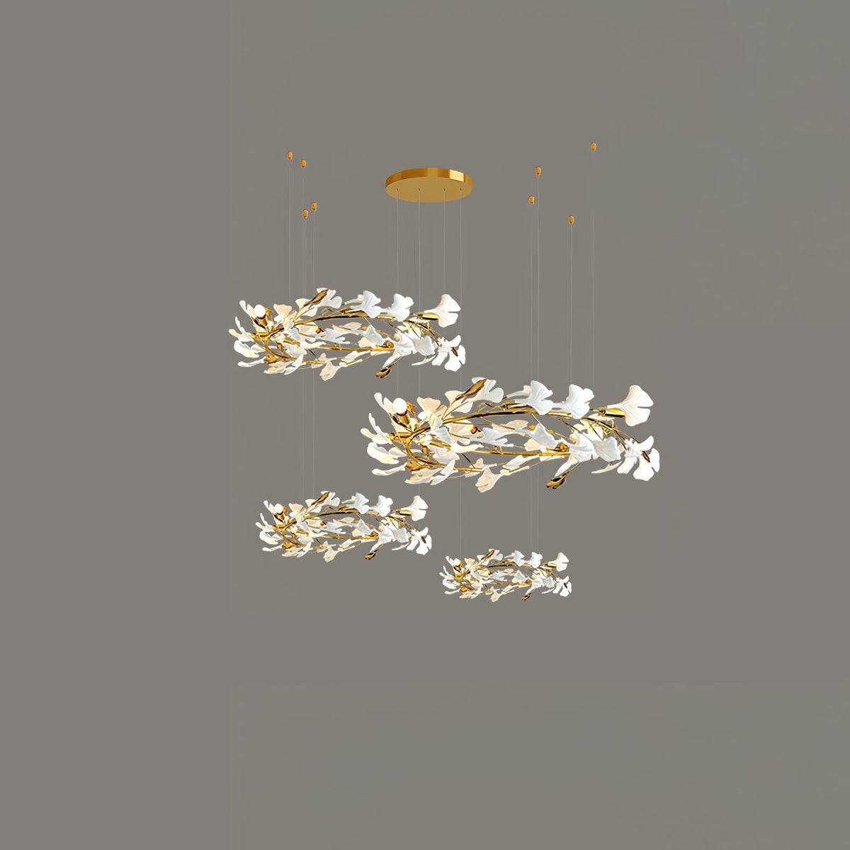 Gingko Leaves Chandelier - Support Customized DrawingsWhite & GoldBlushlighting