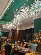 Gingko Leaves Chandelier - L 196.8″ x W 31.5″ x H 59.1″White & GoldBlushlighting