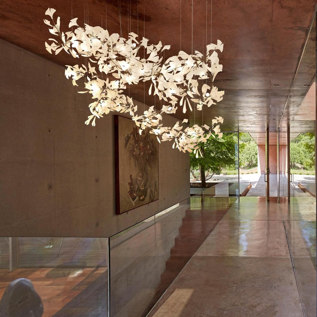 Gingko Leaves Chandelier - L 196.8″ x W 31.5″ x H 59.1″White & GoldBlushlighting