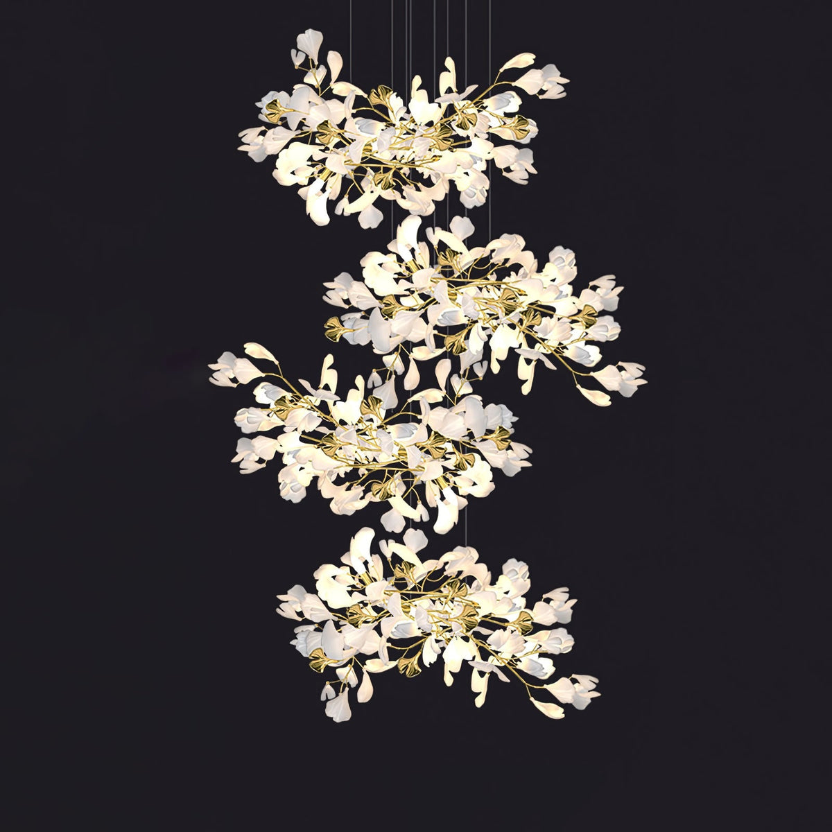 Gingko Leaves Chandelier - Support Customized DrawingsWhite & GoldBlushlighting
