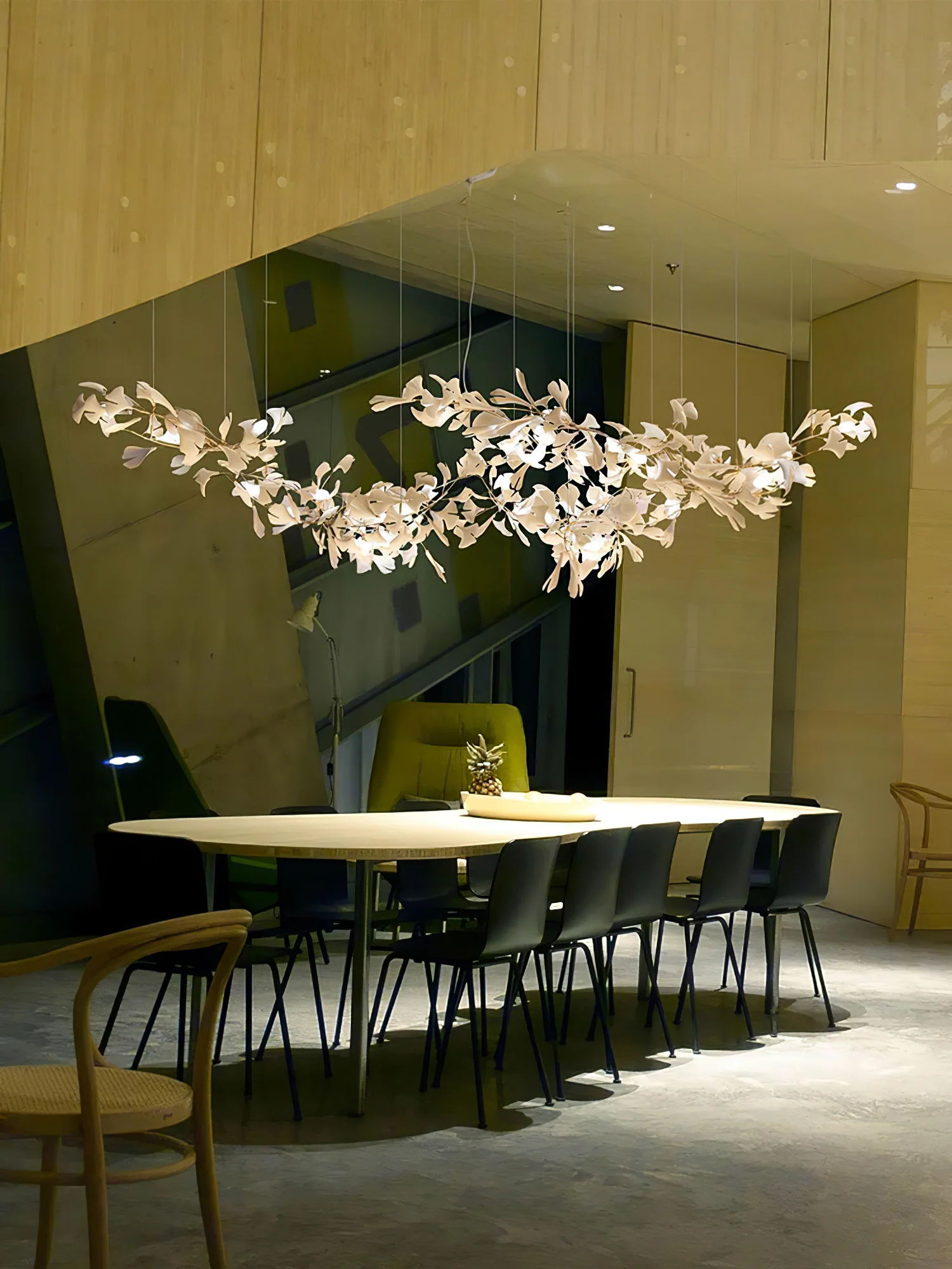 Gingko Leaves Chandelier - L 196.8″ x W 31.5″ x H 59.1″White & GoldBlushlighting