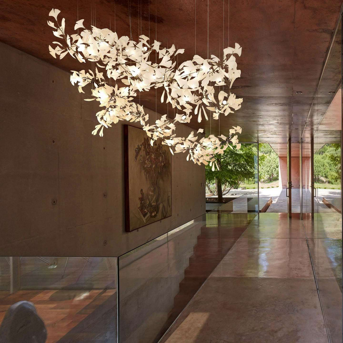 Gingko Leaves Chandelier - L 196.8″ x W 31.5″ x H 59.1″White & GoldBlushlighting