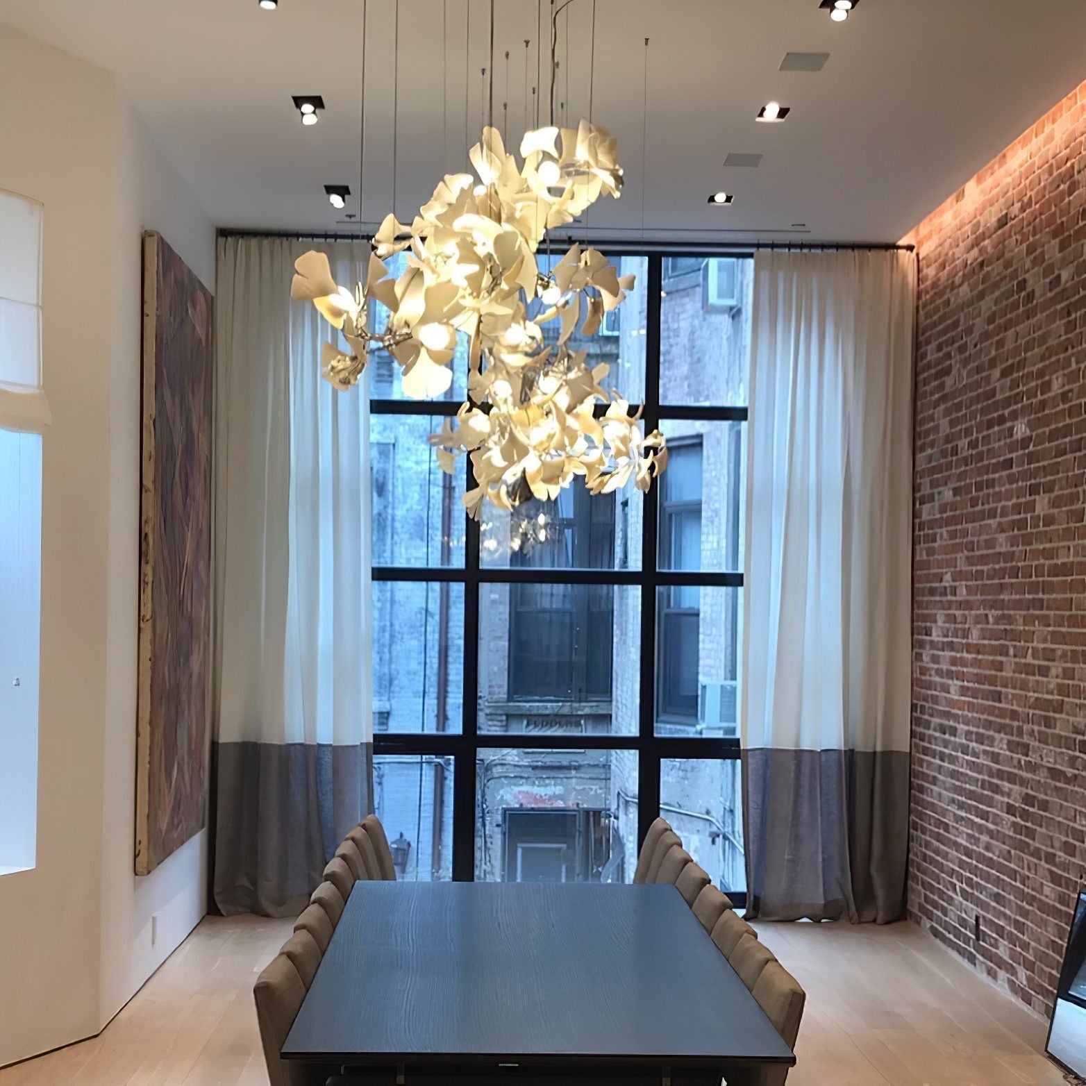 Gingko Leaves Chandelier - L 196.8″ x W 31.5″ x H 59.1″White & GoldBlushlighting