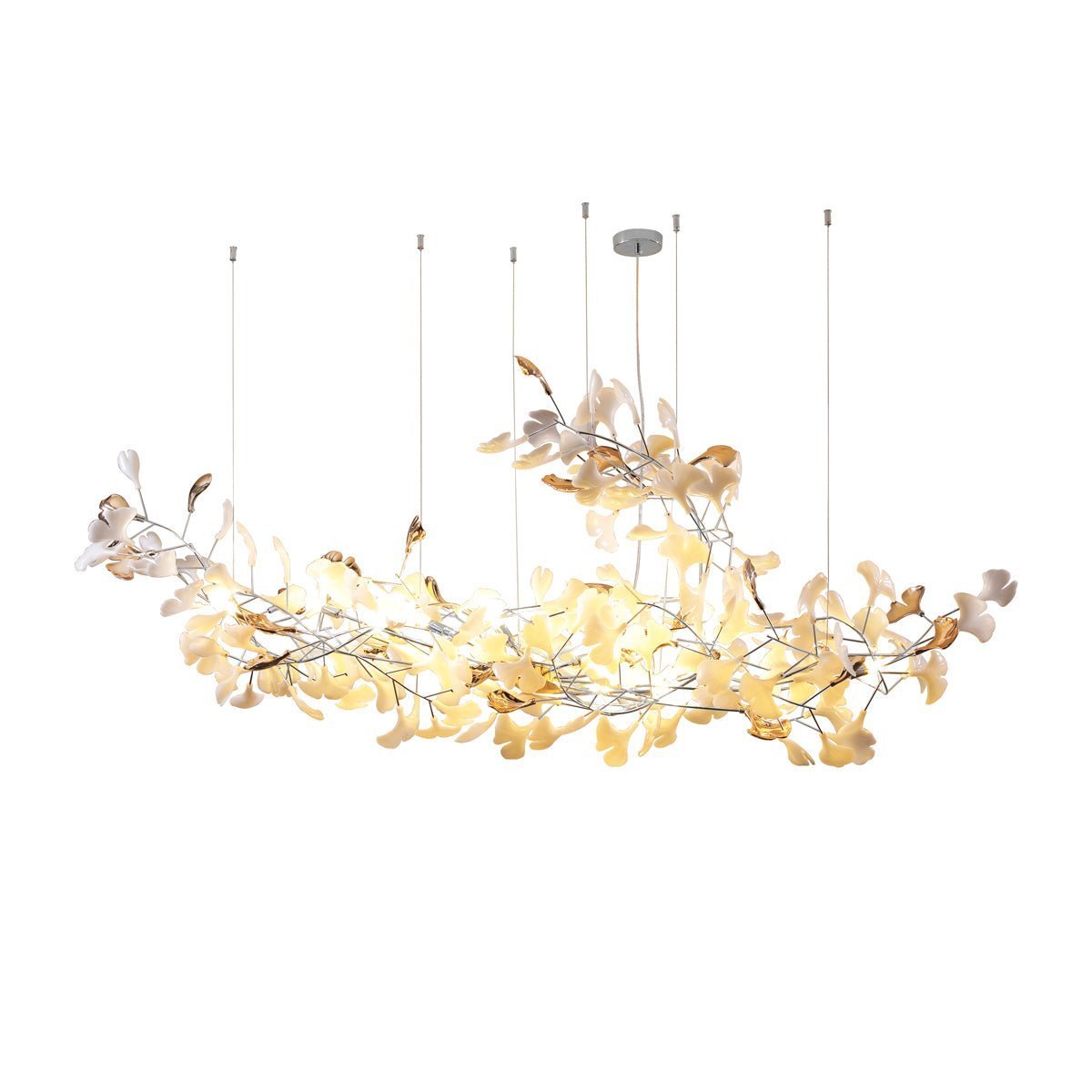 Ginkgo Cloud Chandelier - Model A L 78.7″ x W 23.6″ x H 23.6″Nickel & WhiteBlushlighting