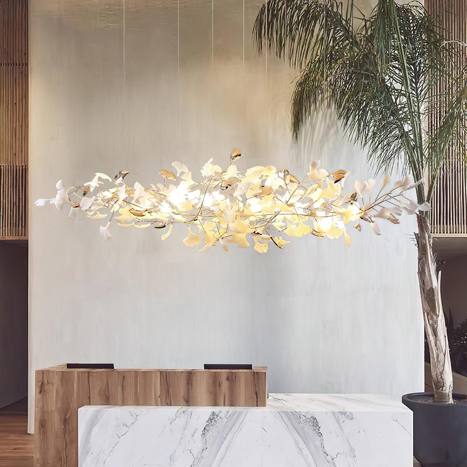 Ginkgo Cloud Chandelier - Model A L 78.7″ x W 23.6″ x H 23.6″Gold & WhiteBlushlighting