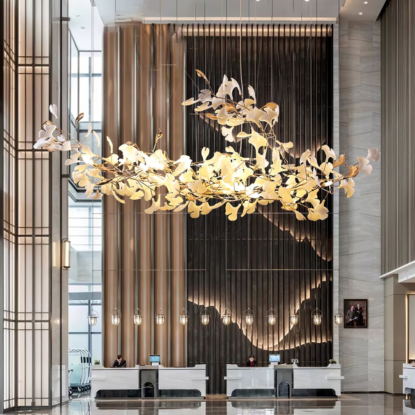 Ginkgo Cloud Chandelier - Model A L 78.7″ x W 23.6″ x H 23.6″Gold & WhiteBlushlighting