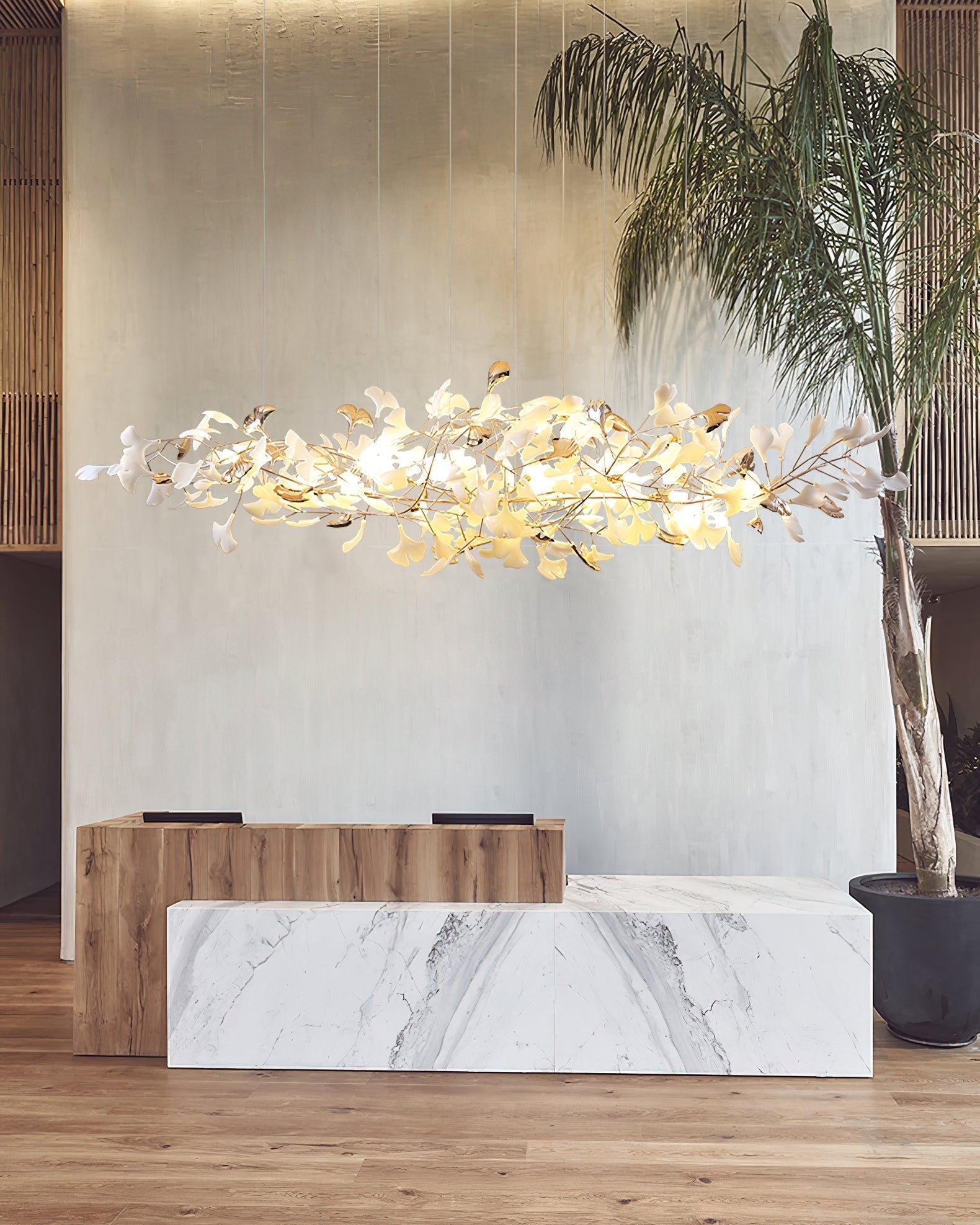 Ginkgo Cloud Chandelier - Model A L 78.7″ x W 23.6″ x H 23.6″Gold & WhiteBlushlighting
