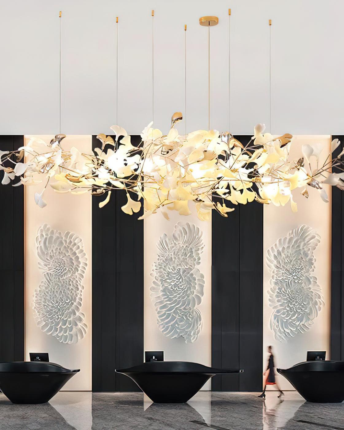Ginkgo Cloud Chandelier - Model A L 78.7″ x W 23.6″ x H 23.6″Gold & WhiteBlushlighting