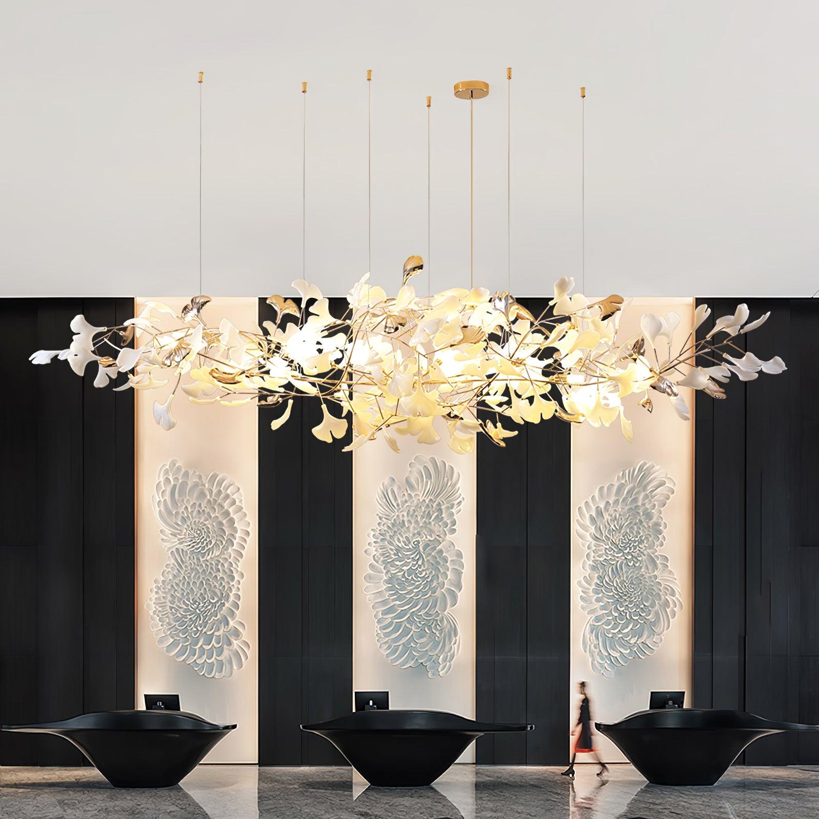 Ginkgo Cloud Chandelier - Model A L 78.7″ x W 23.6″ x H 23.6″Gold & WhiteBlushlighting