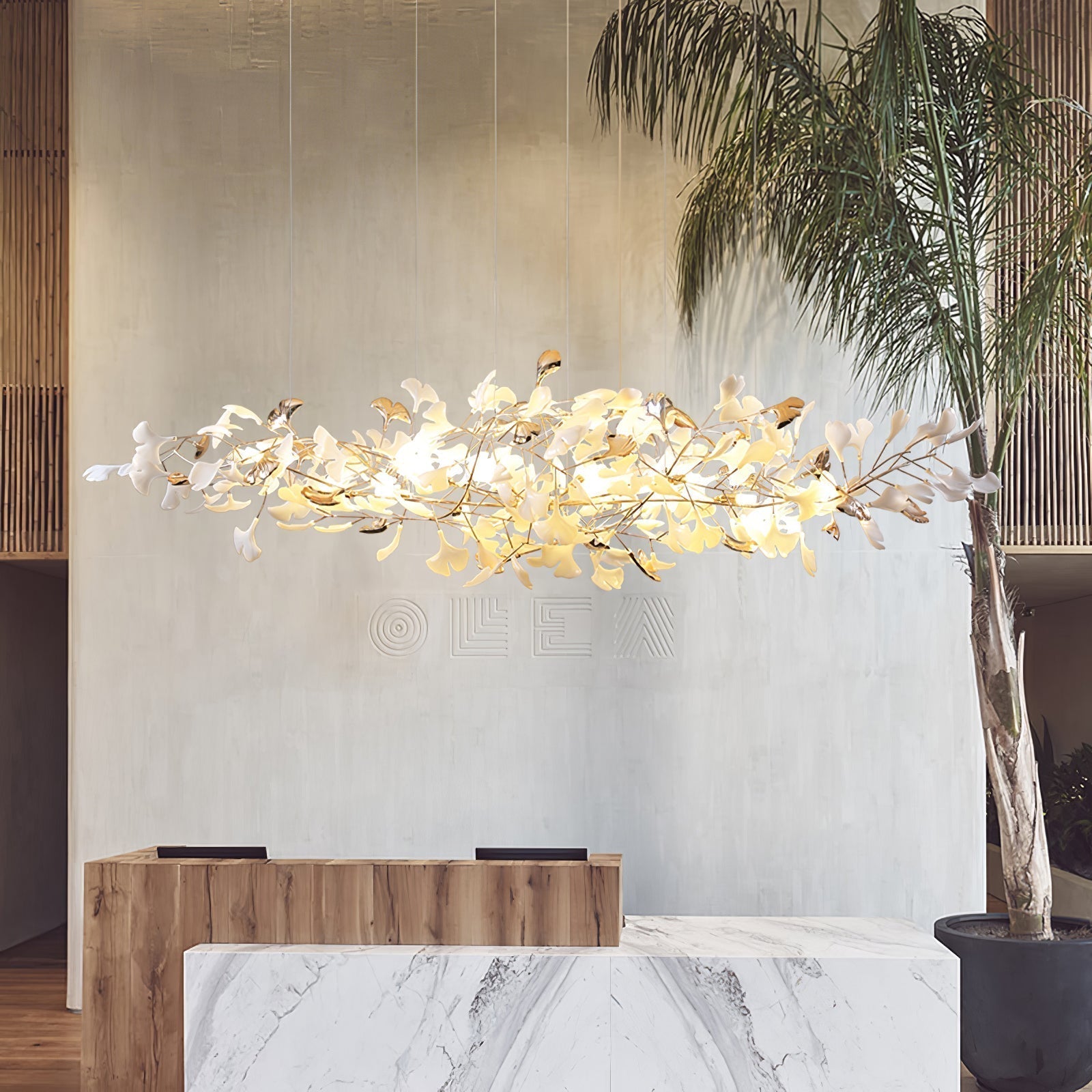 Ginkgo Cloud Chandelier - Model A L 78.7″ x W 23.6″ x H 23.6″Gold & WhiteBlushlighting